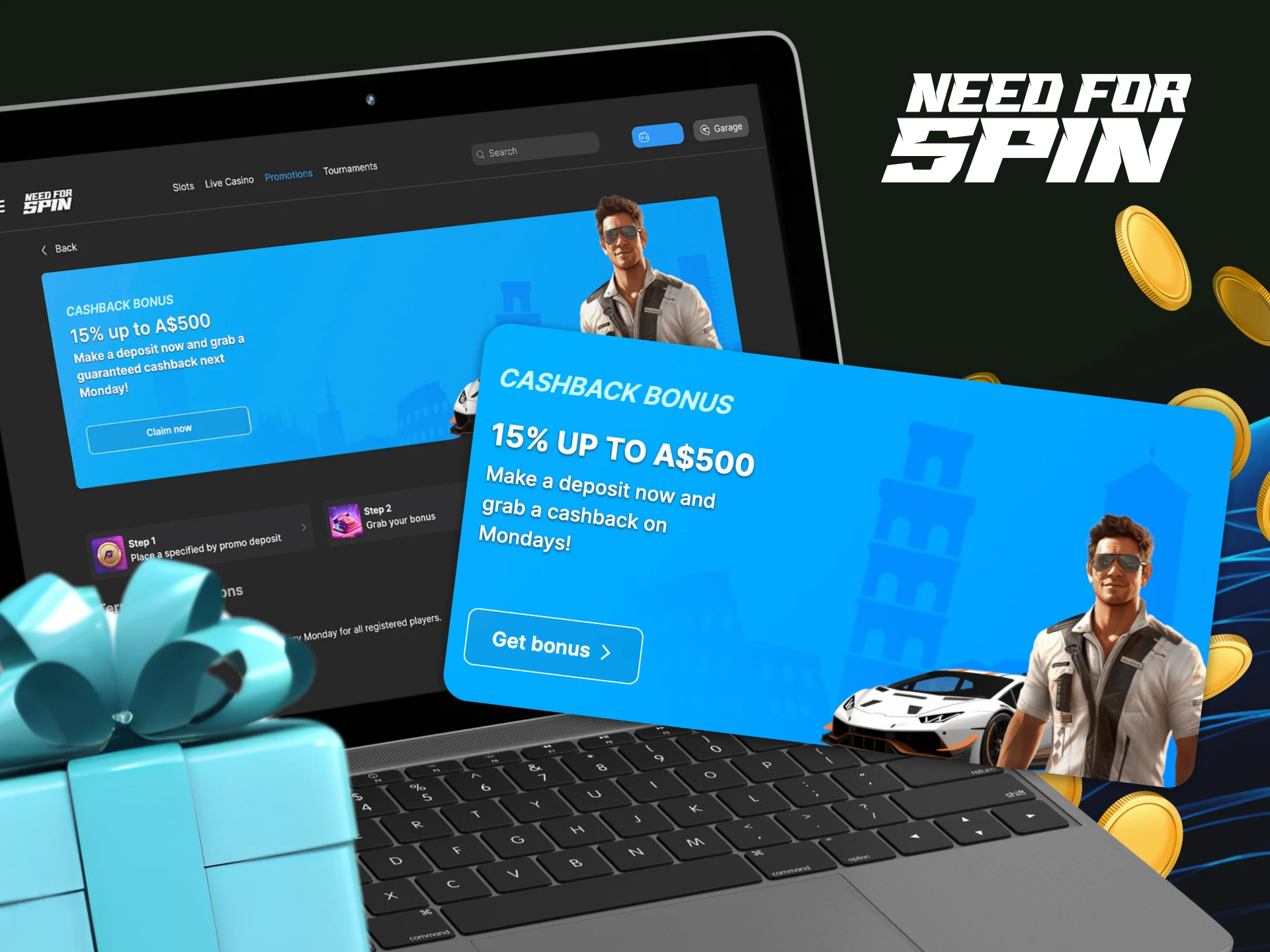 What is a cashback bonus at Need for Spin online casino and how can I get it.