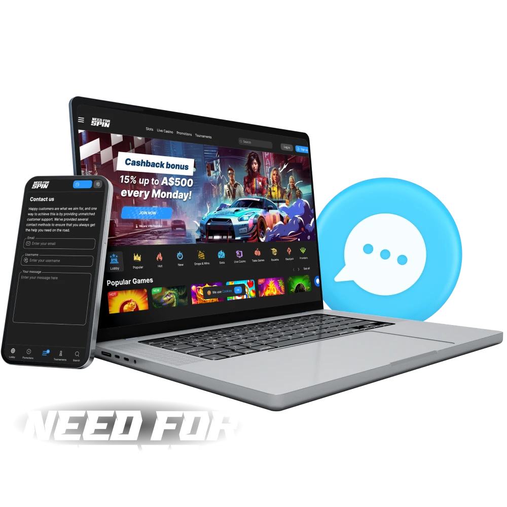 What contacts does the Need for Spin online casino support team have.