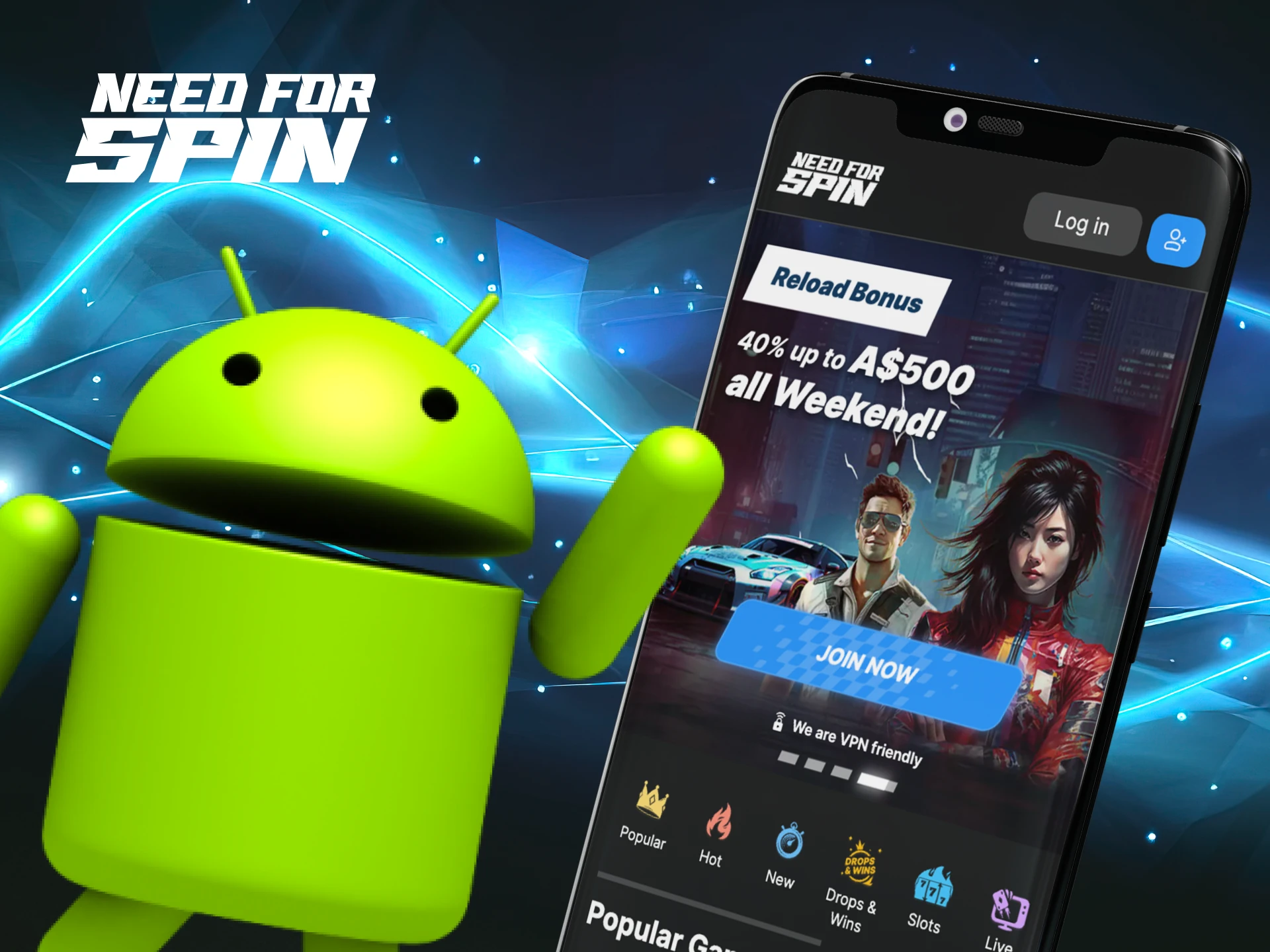 Is there a mobile application for the online casino Need For Spin for Android phones.