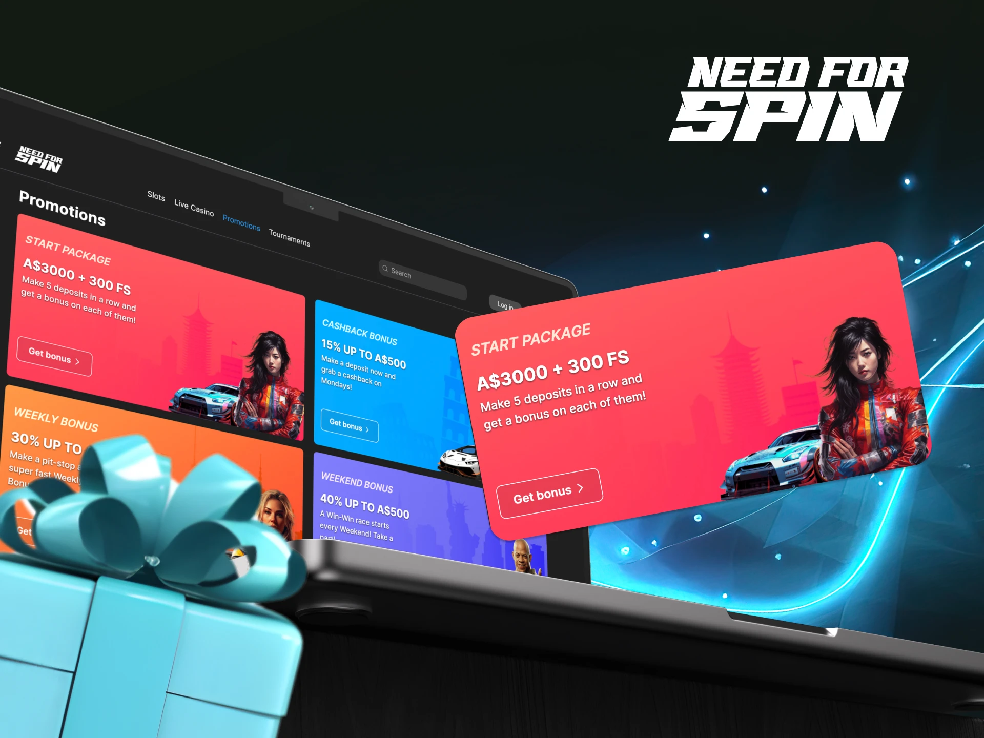 Get the first deposit bonus at Need for Spin online casino and win!